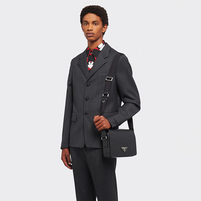 prada saffiano leather structured messenger crossbody bag